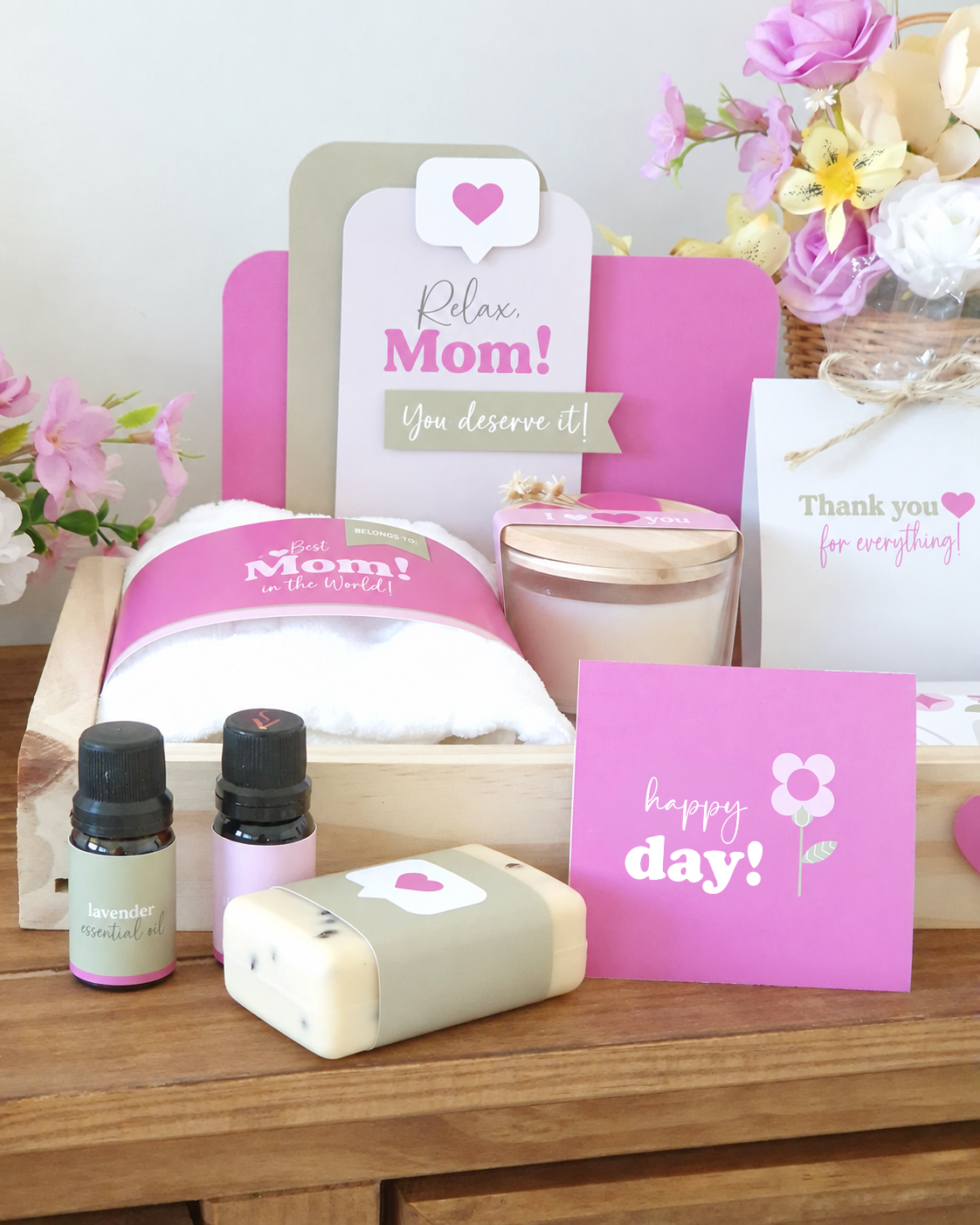 Mom Spa themed gift basket
